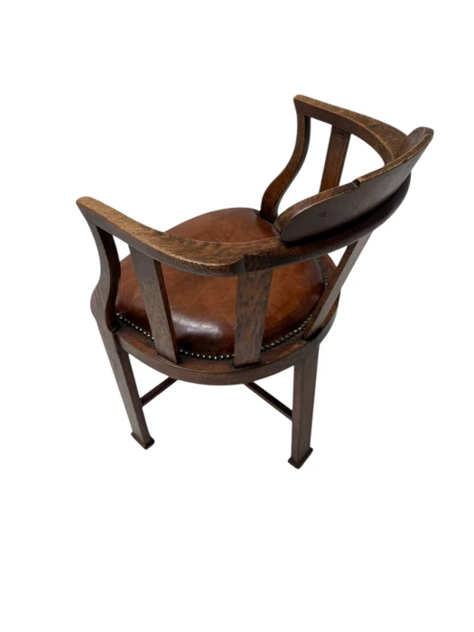 Art Deco Captain"s Chair or Armchair with Leather Seat, 1930s